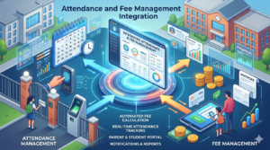 please generate the dynamic and attractie image for Attendance and Fee Management Integration
