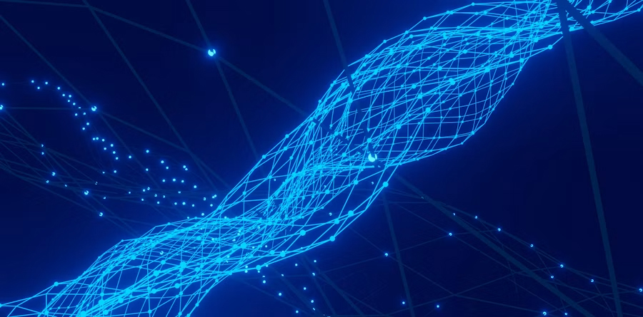 Abstract visualization of a distributed compute network